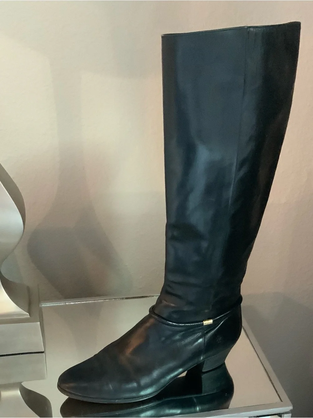 Salvatore Ferragamo Black Leather Tall Knee-High Boots Size 9